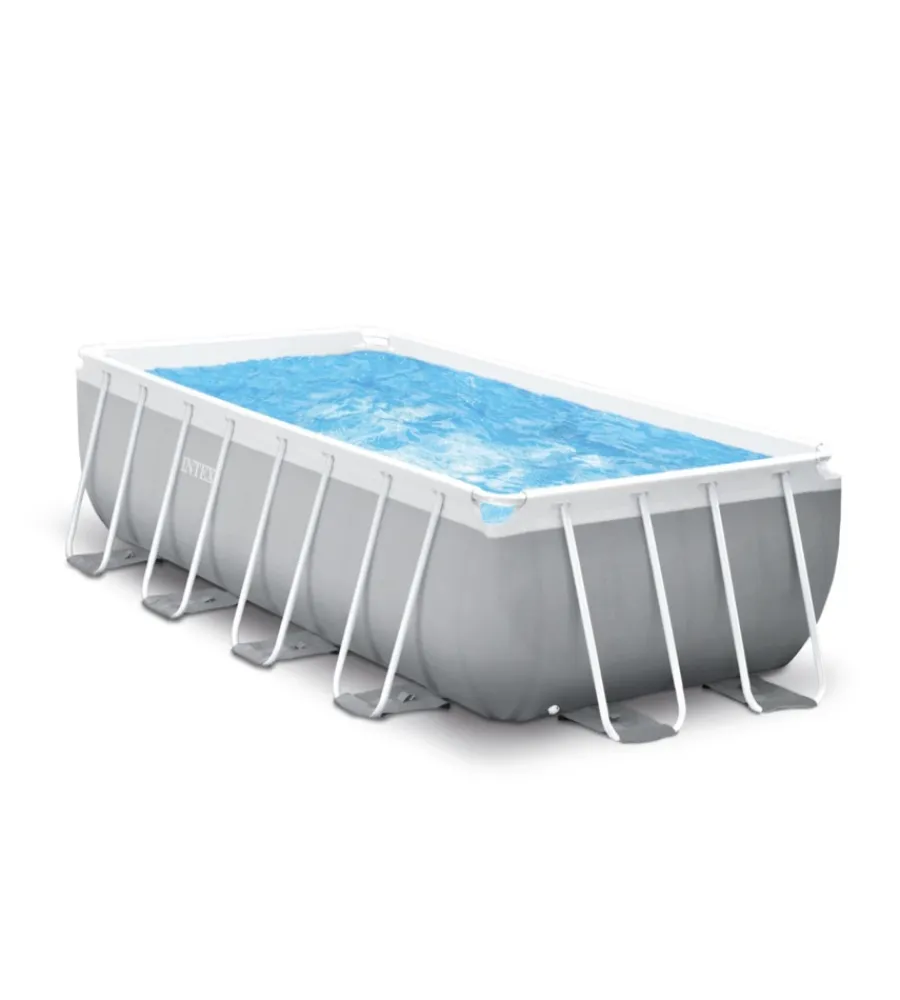 Piscina fuori terra con struttura rettangolare "prisma metal frame" grigio chiaro 400x200x122 cm - cod. 26790np Piscine