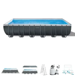 Intex Piscine|Piscina fuori terra con struttura rettangolare "ultra xtr frame" antracite 732x366x132 cm - cod. 26368np