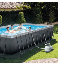 Intex Piscine|Piscina fuori terra con struttura rettangolare "ultra xtr frame" antracite 732x366x132 cm - cod. 26368np