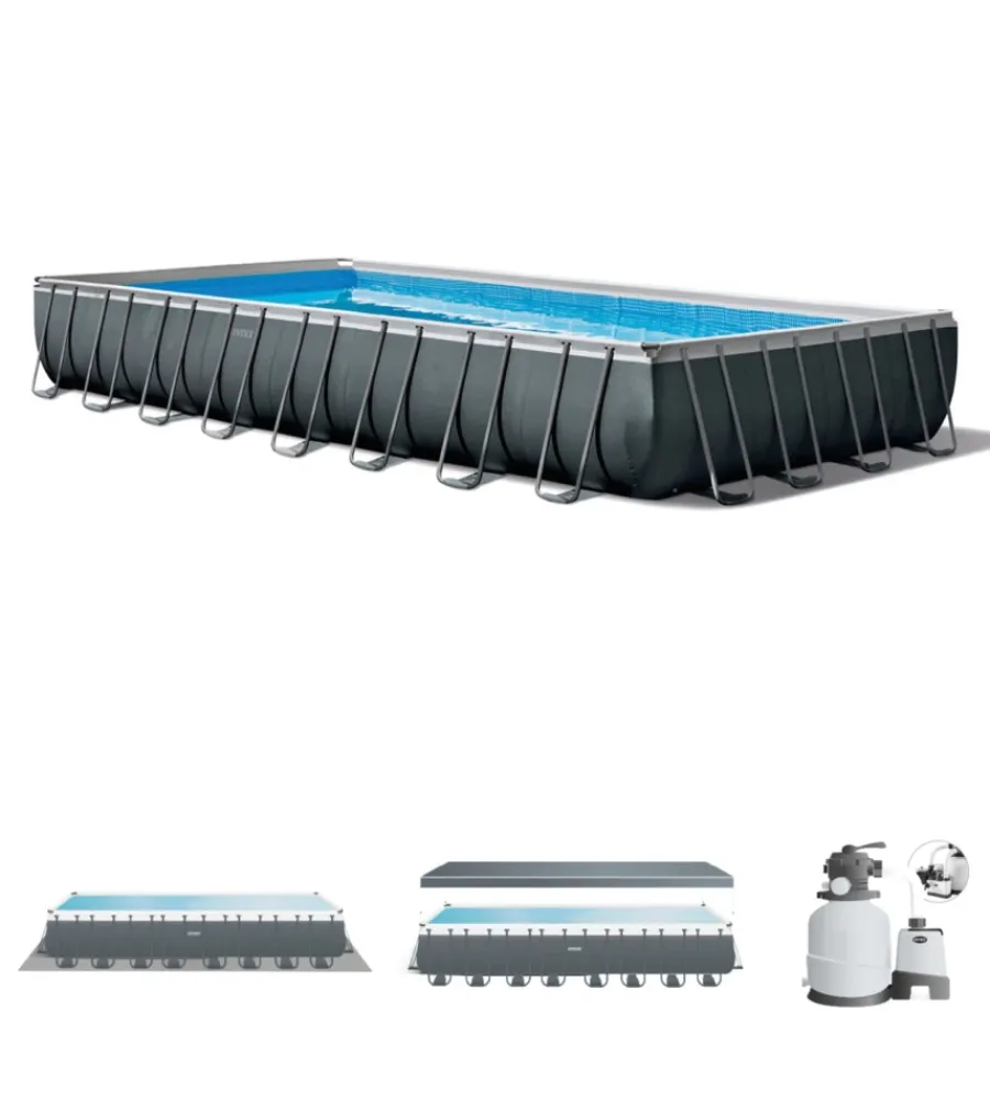 Discount Piscina fuori terra con struttura rettangolare "ultra xtr frame" antracite 975x488x132cm - cod. 26374gn Piscine