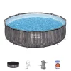 Discount Piscina fuori terra con struttura rotonda "steel pro max" effetto legno scuro 427x427x107 cm Piscine