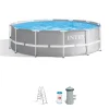 New Piscina fuori terra con struttura rotonda "prisma frame" grigio chiaro 366x366x99 cm - cod. 26716np Piscine