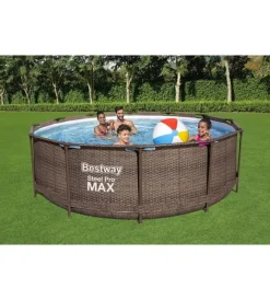 Bestway Piscine|Piscina fuori terra con struttura rotonda "steel pro max" effetto rattan 366x366x100 cm