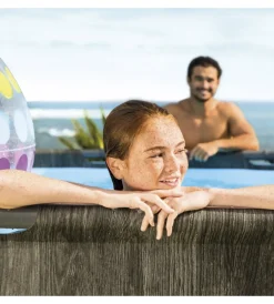 Intex Piscine|Piscina fuori terra con struttura rotonda "prism greywood" pompa filtro effetto legno grigio 457x122 cm - cod. 26742np