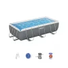 Sale Piscina fuori terra con struttura rettangolare "power steel" con pompa, filtro e scaletta grigio scuro 404x201x100 cm - cod. 56441-new. Piscine