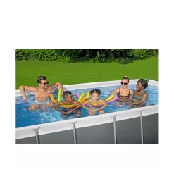Sale Piscina fuori terra con struttura rettangolare "power steel" con pompa, filtro e scaletta grigio scuro 404x201x100 cm - cod. 56441-new. Piscine