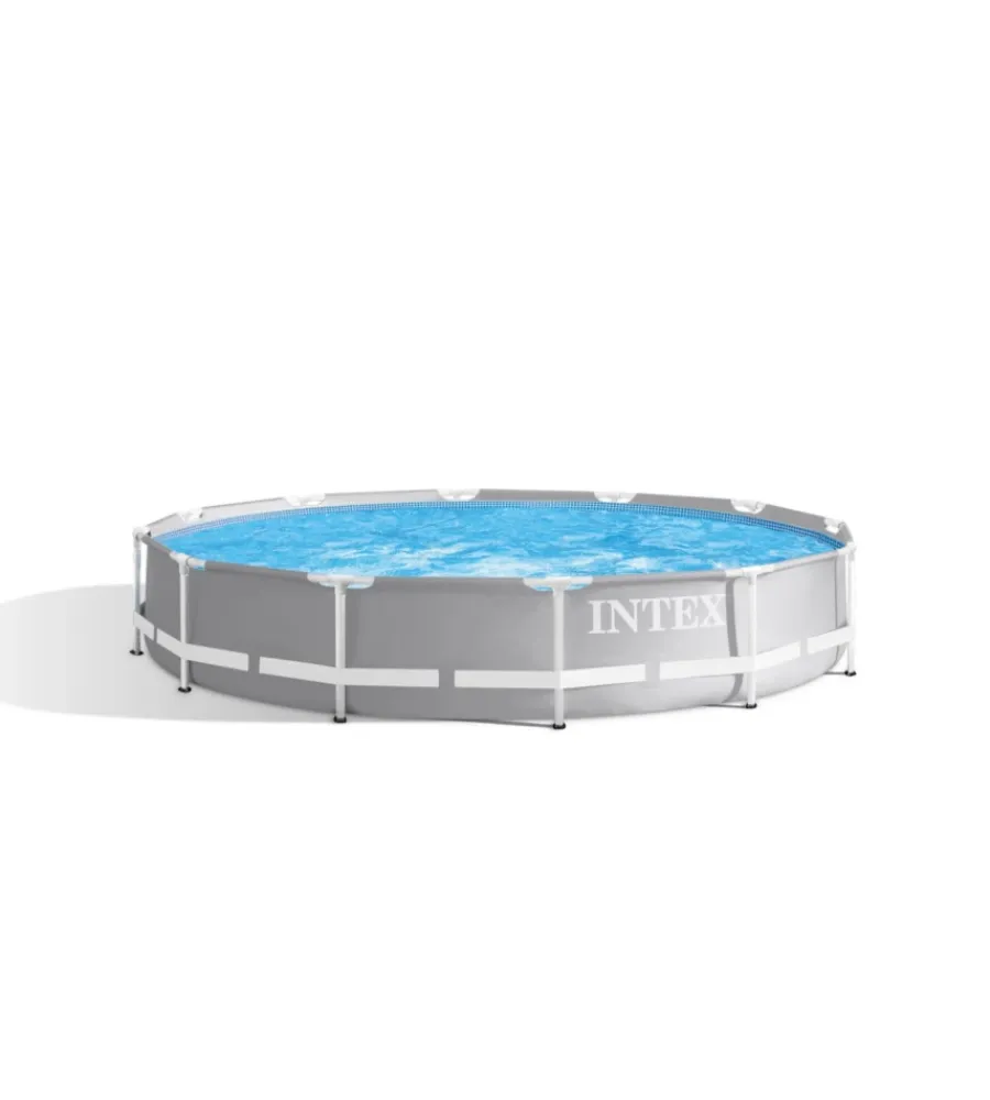 Piscine-Intex Piscina fuori terra con struttura rotonda "prisma frame" grigio chiaro 366x366x76 cm - cod. 26712np