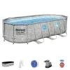 Bestway Piscine|Piscina fuori terra con struttura ovale "power steel swim vista" effetto pietra 549x274x122 cm