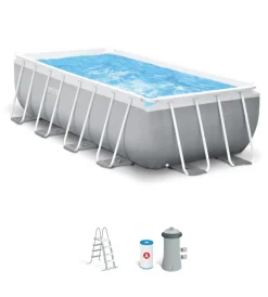 Intex Piscine|Piscina fuori terra con struttura rettangolare "prisma metal frame" grigio chiaro 400x200x100 cm - cod. 26788np