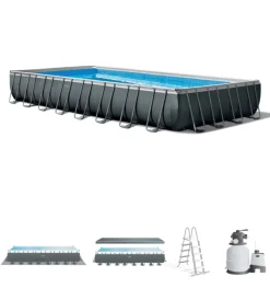 Intex Piscine|Piscina fuori terra con struttura rettangolare "ultra xtr frame" antracite 975x488x132cm - cod. 26374np