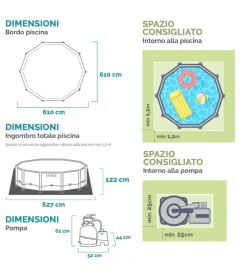 Piscine-Intex Piscina fuori terra con struttura rettangolare 