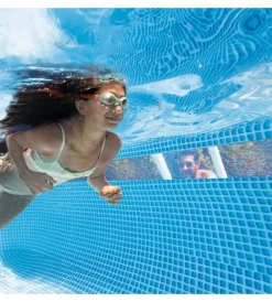 Piscine-Intex Piscina fuori terra con struttura rettangolare "prisma frame clearview" grigio chiaro 400x200x122 cm - cod. 26770np