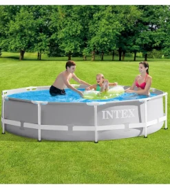 Best Piscina fuori terra con struttura rotonda "prisma frame" griogio chiaro 305x305x76 cm - cod. 26702np Piscine