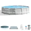 Intex Piscine|Piscina fuori terra con struttura rotonda "prisma frame" grigio chiaro 457x457x107 cm - cod. 26724np