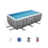 Piscine-Bestway Piscina fuori terra con struttura rettangolare "power steel frame"  con copertura, filtro, scala e chemconnect effetto rattan 488x244x122 cm - cod. 56996