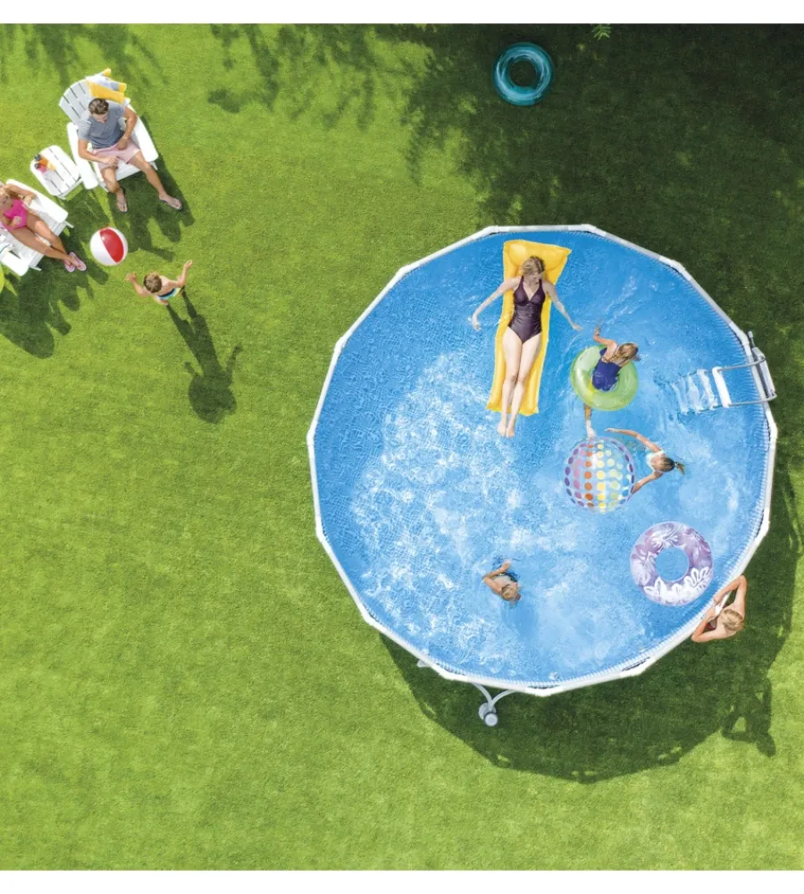 Piscine-Intex Piscina fuori terra con struttura rotonda "prisma frame" grigio chiaro 457x457x122 cm - cod. 26726np
