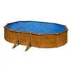 Piscine-Gre Piscina fuori terra ovale "pacific" in acciaio effetto legno 500x300x120 - cod. kit500w