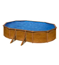 Piscine-Gre Piscina fuori terra ovale "pacific" in acciaio effetto legno 500x300x120 - cod. kit500w
