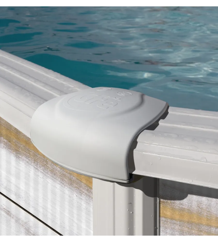 Piscine-Gre Piscina fuori terra ovale "islanda" in acciaio effetto legno nordico 610x375x132 - cod. kitprov6188n