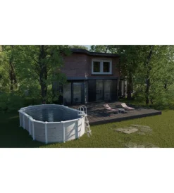 New Piscina fuori terra ovale "islanda" in acciaio effetto legno nordico 730x375x132 - cod. kitprov7388n Piscine