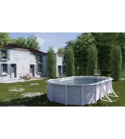 Piscine-Gre Piscina fuori terra ovale "groenlandia" in acciaio effetto legno nordico 500x300x132 - cod. kitprov508n