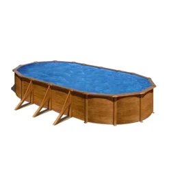 Piscina fuori terra ovale "pacific" in acciaio effetto legno 730x375x120 - cod. kit730w Piscine