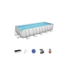 Piscine-Bestway Piscina fuori terra rettangolare con struttura "power steel frame" con pompa, scaletta, cover e chemconnect grigio chiaro 640x274x132 cm - cod. 5612b