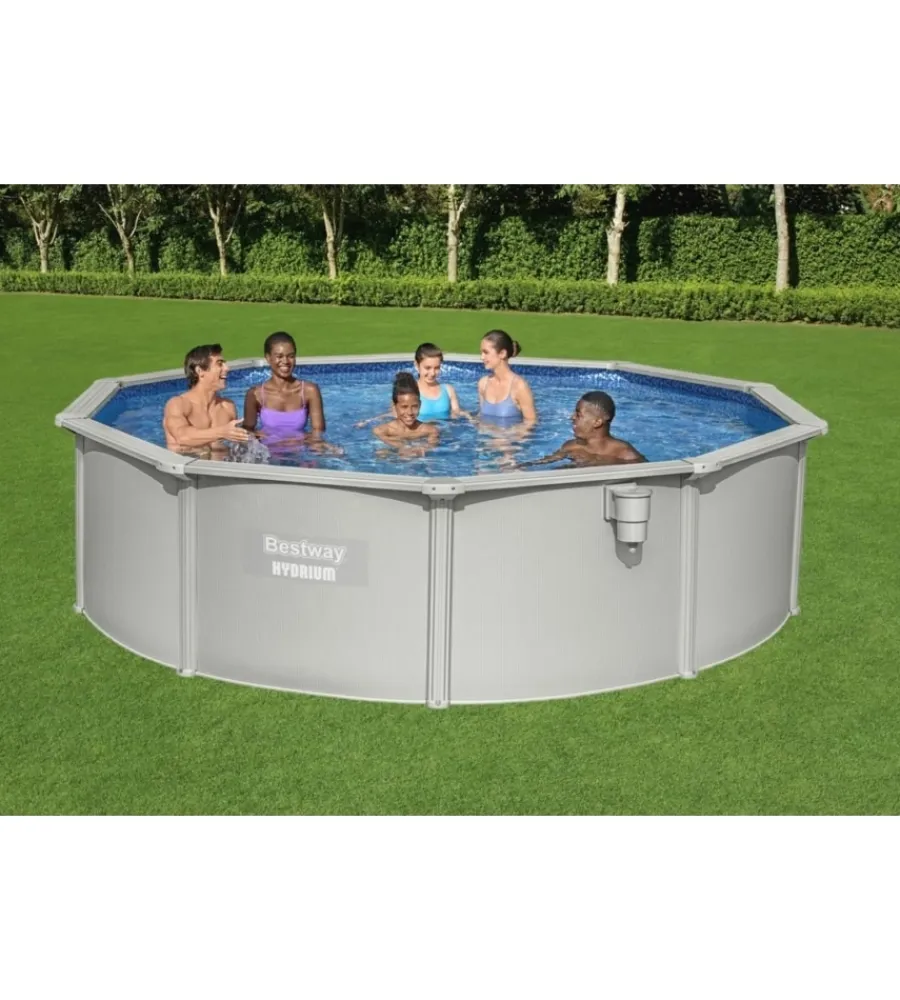 Piscine-Bestway Piscina fuori terra rotonda "hydrium" grigio chiaro 460x460x120 cm