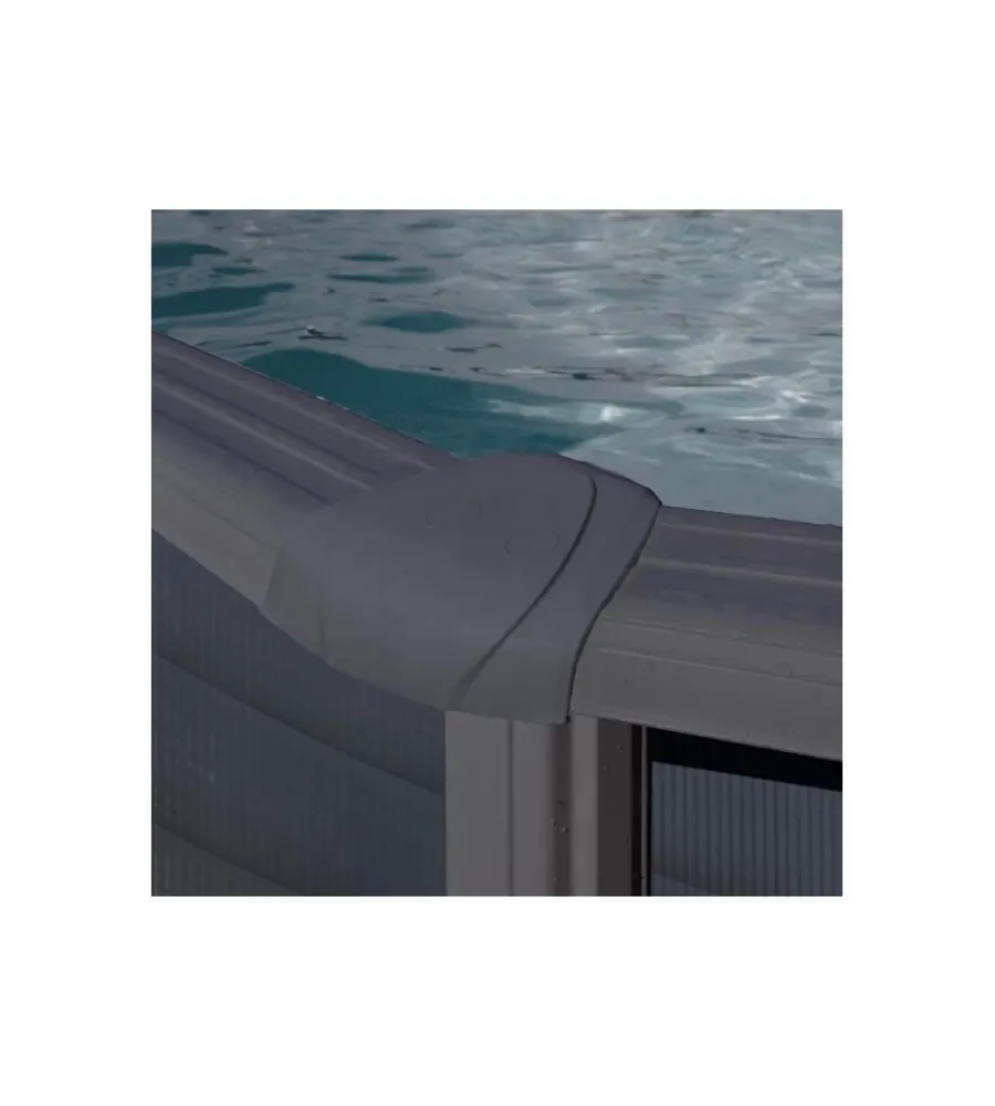Piscine-Gre Piscina fuori terra rotonda "kea" in acciaio colore grafite 240x240x120 - cod. kit240gf