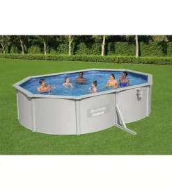 Bestway Piscine|Piscina fuori terra rotonda "hydrum" 500x360x120 cm con pompa filtro a sabbia copertura, tappetino base, skimmer, scaletta e dispenser chemconnect - cod. 56586