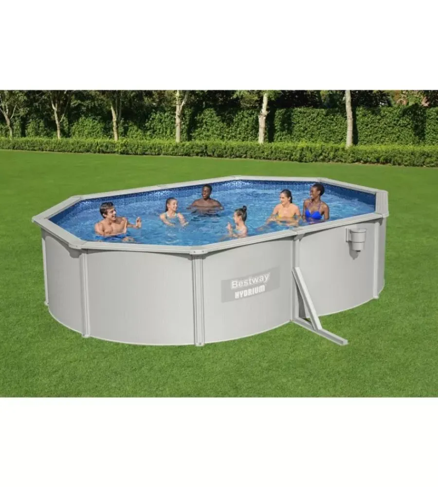 Bestway Piscine|Piscina fuori terra rotonda "hydrum" 500x360x120 cm con pompa filtro a sabbia copertura, tappetino base, skimmer, scaletta e dispenser chemconnect - cod. 56586