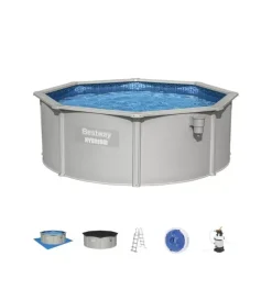 Best Piscina fuori terra rotonda "hydrum" 360x120 cm con copertura, tappetino base, skimmer, scaletta e dispenser chemconnect - cod. 56574 Piscine