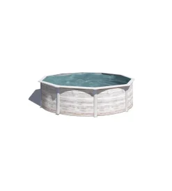 Gre Piscine|Piscina fuori terra rotonda "finlandia" in acciaio effetto legno nordico 240x240x120 - cod. kit460n