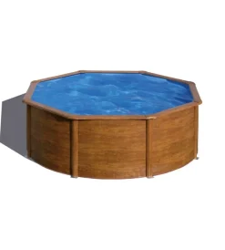 Best Piscina fuori terra rotonda "pacific" in acciaio effetto legno 460x460x120 - cod. kit460w Piscine