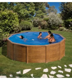 Best Piscina fuori terra rotonda "pacific" in acciaio effetto legno 460x460x120 - cod. kit460w Piscine