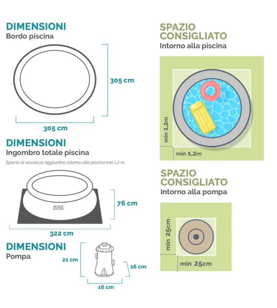 Intex Piscine|Piscina gonfiabile autoportante rotonda "easy set" 305x305x76 cm - cod. 28122np