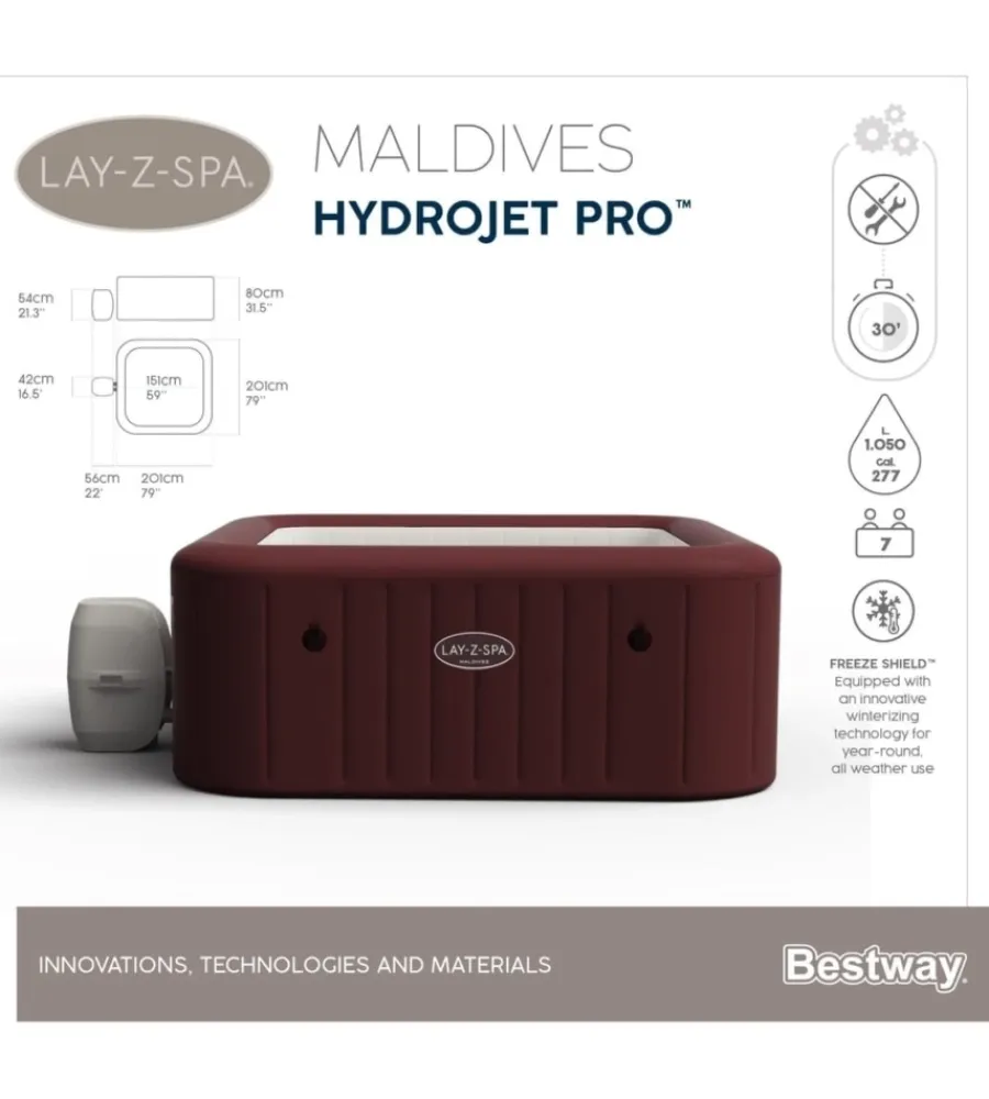 Clearance Piscina idromassaggio gonfiabile "lay-z-spa maldives hydrojet pro" per 5-7 persone Piscine