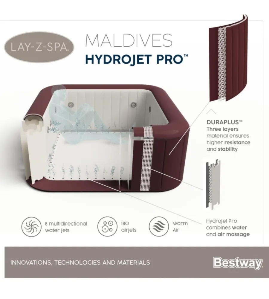 Clearance Piscina idromassaggio gonfiabile "lay-z-spa maldives hydrojet pro" per 5-7 persone Piscine