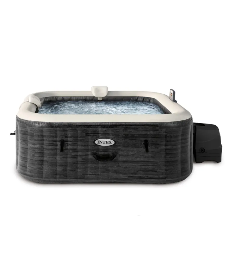 Best Piscina idromassaggio gonfiabile "greystone deluxe" grigio effetto pietra 6 posti 196x196x71 cm - cod. 28452np Piscine