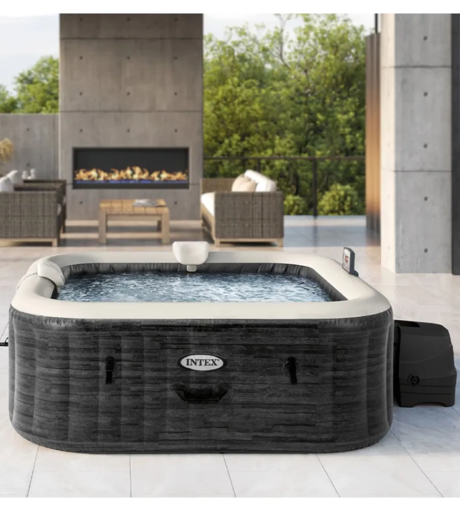Best Piscina idromassaggio gonfiabile "greystone deluxe" grigio effetto pietra 6 posti 196x196x71 cm - cod. 28452np Piscine