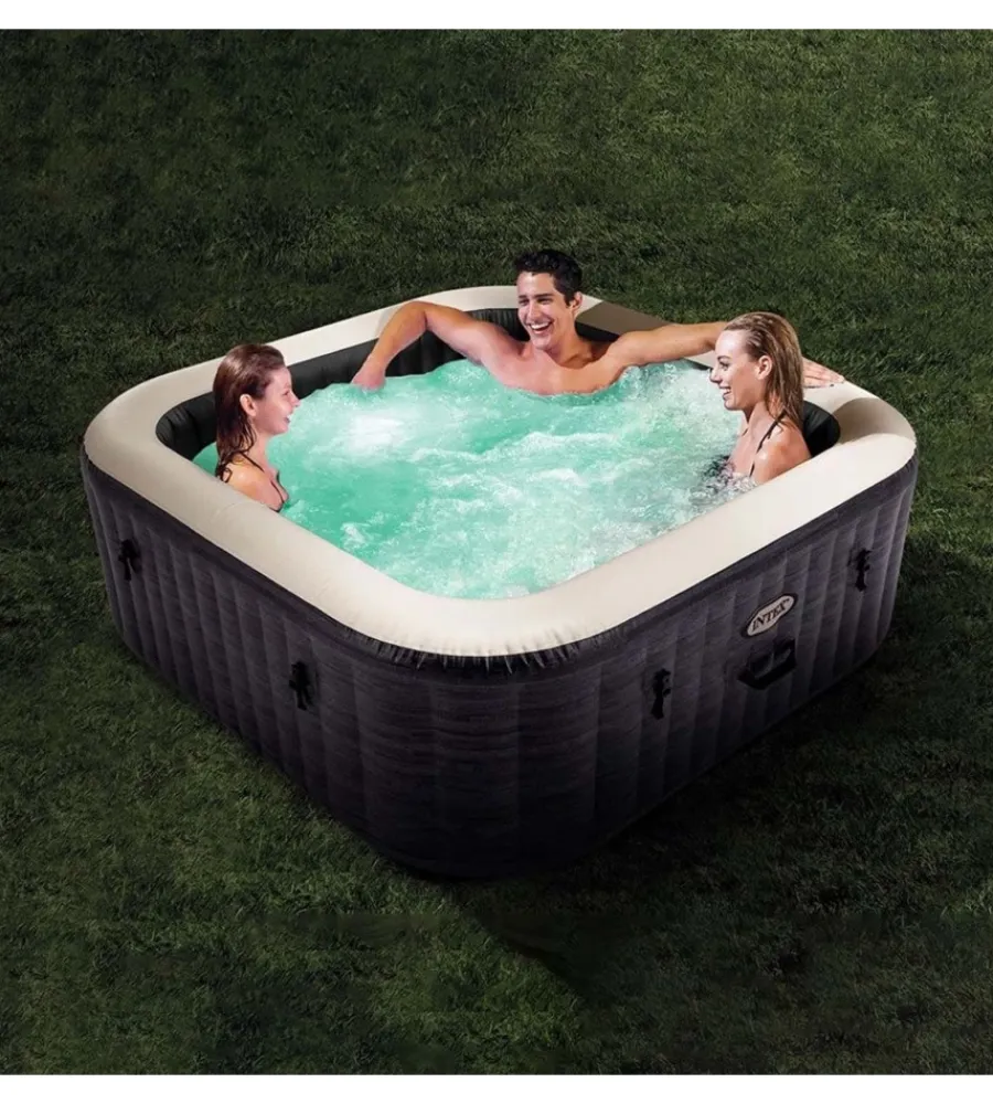 Best Piscina idromassaggio gonfiabile "greystone deluxe" grigio effetto pietra 6 posti 196x196x71 cm - cod. 28452np Piscine