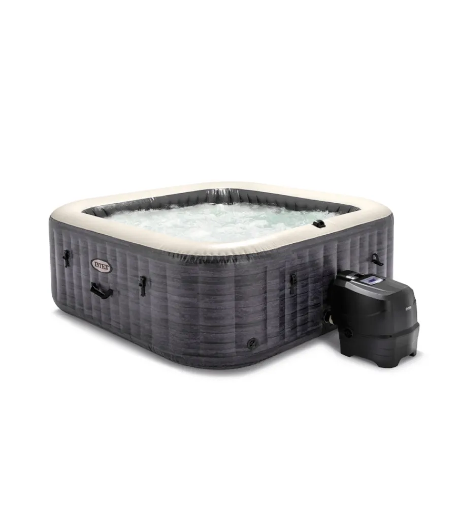 Best Piscina idromassaggio gonfiabile "greystone deluxe" grigio effetto pietra 6 posti 196x196x71 cm - cod. 28452np Piscine