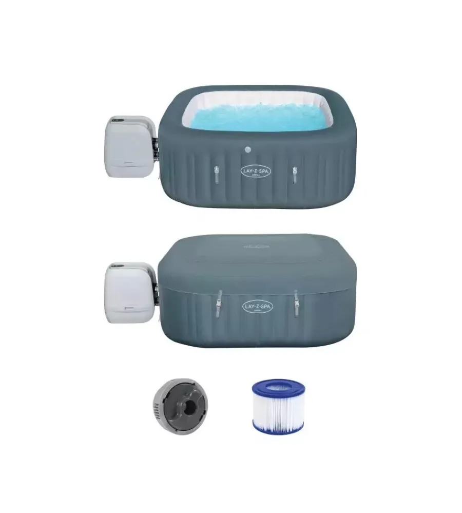 Bestway Piscine|Piscina idromassaggio gonfiabile riscaldata "lay-z-spa hawaii hydrojet pro" 4/6 persone 180x180x71 cm con copertura gonfiabile, cartuccia ed erogatore chemconnect - cod. 54138
