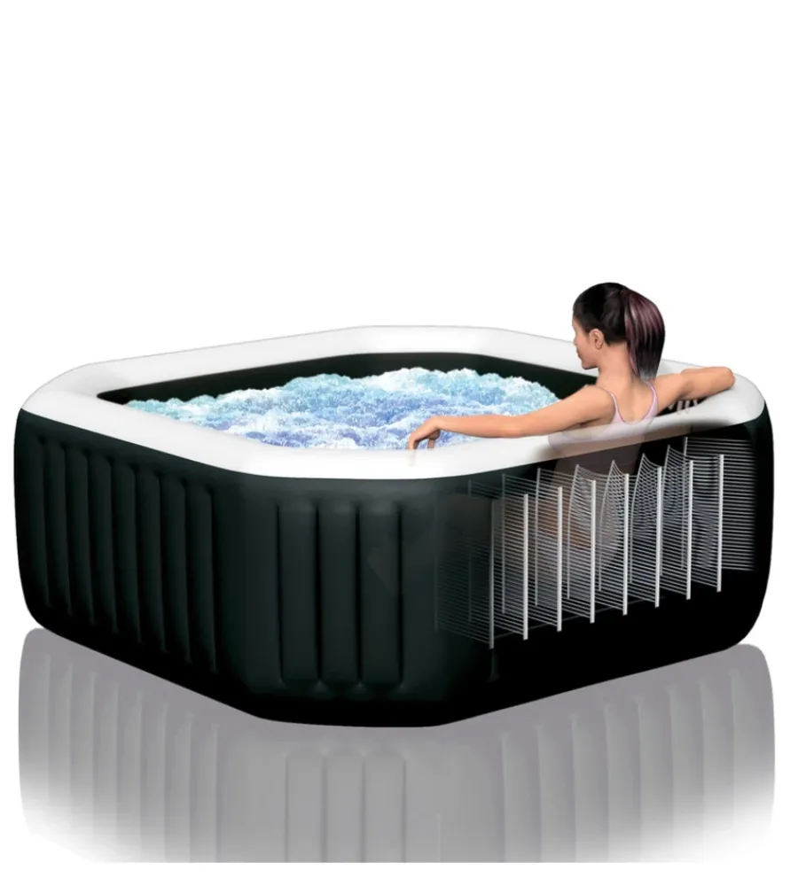 Hot Piscina idromassaggio gonfiabile "pure spa jet bubble deluxe" nero 6 persone 211x211x71 cm - cod. 28462 Piscine