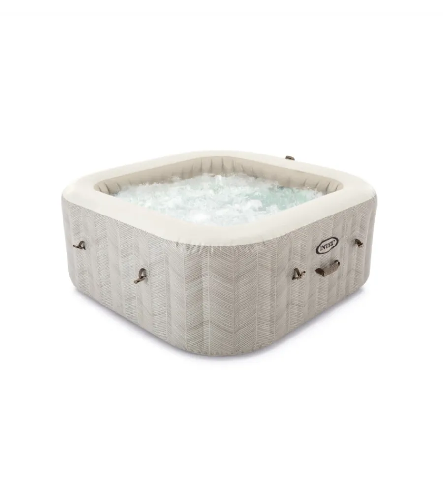 Piscine|Piscina idromassaggio gonfiabile intex "chevron deluxe" marrone effetto rigato 4 posti 175x175x71 cm - cod. 28446np