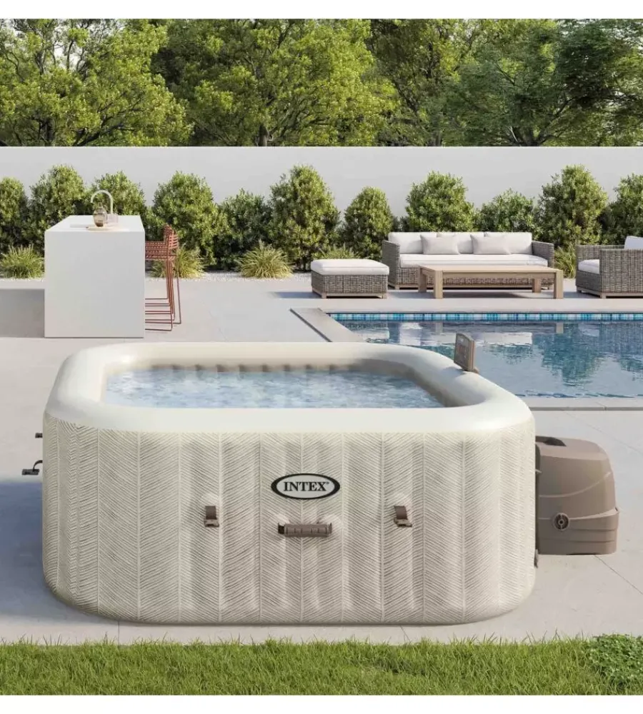 Piscine|Piscina idromassaggio gonfiabile intex "chevron deluxe" marrone effetto rigato 4 posti 175x175x71 cm - cod. 28446np