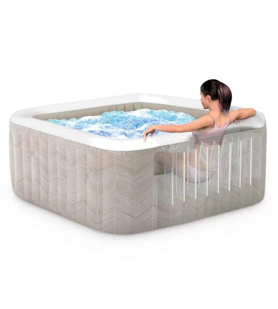 Piscine|Piscina idromassaggio gonfiabile intex "chevron deluxe" marrone effetto rigato 4 posti 175x175x71 cm - cod. 28446np