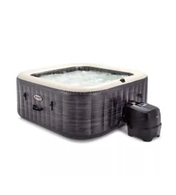 Intex Piscine|Piscina idromassaggio gonfiabile "greystone deluxe" grigio effetto pietra 4 posti 175x175x71 cm - cod. 28450