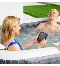 Intex Piscine|Piscina idromassaggio gonfiabile "greystone deluxe" grigio effetto pietra 4 posti 175x175x71 cm - cod. 28450