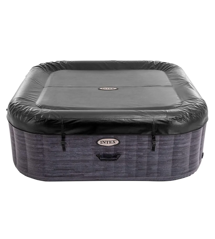 Intex Piscine|Piscina idromassaggio gonfiabile "greystone deluxe" grigio effetto pietra 4 posti 175x175x71 cm - cod. 28450